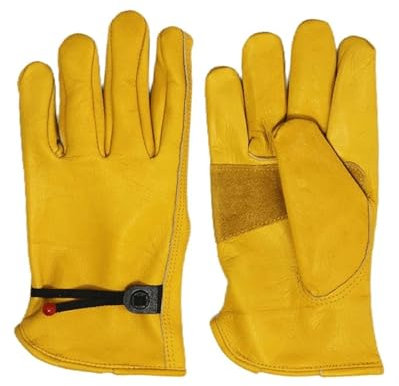 Gants résistants à la chaleur 1 paire de gants de protection en cuir de vache jaune, for conducteur, robuste, for le travail, le soudage, les mécaniciens extensibles, gants de travail en cuir for homm