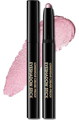 Erinde Pink Glitzer Lidschatten Stift, Glitter Rosa Eyeshadow Stick Wasserfest & Langanhaltend, Creme Shimmer Crayon Eyeliner, Metallic Shimmer Augen Makeup Pen #08 Fancy Shimmer