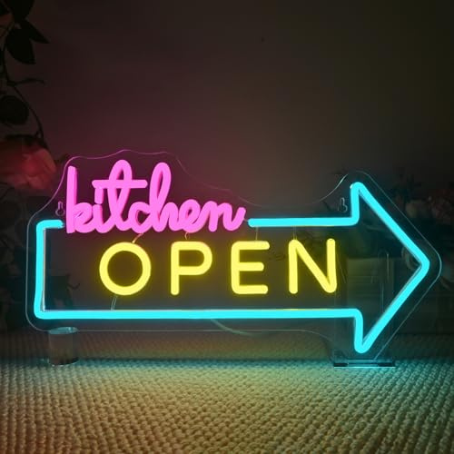 Wanxing Neon Mural LED Pour Cuisine Ouverte, Intensité Variable,Néon Enseigne Lumineuse Câble USB 5 V/2 A, Flèche, Idéale Pour La Décoration Des Magasins Et Restaurants, Installation Facile