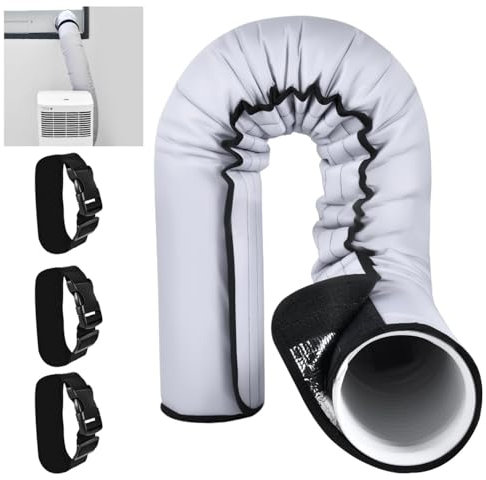 YoleShy Manicotto isolante portatile per tubo CA spesso per tubi di scarico da 12,7 cm e 15 cm di diametro, facile installazione, involucro isolante con 3 fibbie regolabili