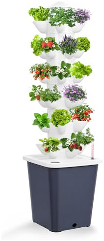 Sistema di Coltivazione Idroponica, Torre Idroponica Verticale per Erbe, Frutta E Verdura da Interni, 6 strati 30 siti di piante, Torre Aeroponica da Giardino con pompa e serbatoio dell'acqua da 10l