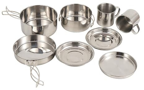8pack leggero pieghevole pentole in acciaio inox campeggio Lunch Box per sicuro e uso