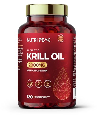 Max Strength Antarctic Krill Oil Softgels | 2000MG | 120 Capsules | Premium Blend Omega 3 Fatty Acids | EPA & DHA | Astaxanthin | Naturally Harvested | Heart Health & Brain Function