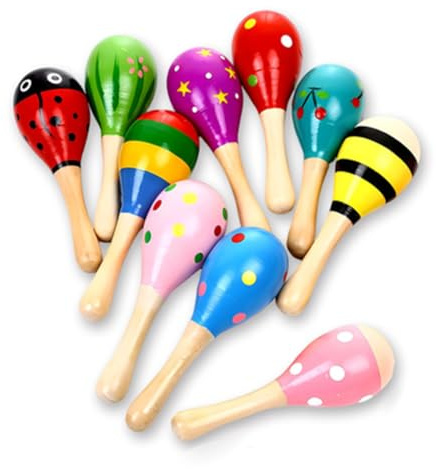 10 PCS in legno Maracas sabbia martello mano mano mano percussioni legno maracas sonagli shaker per bambini strumenti musicali educativi apprendimento giocattolo,colore casuale
