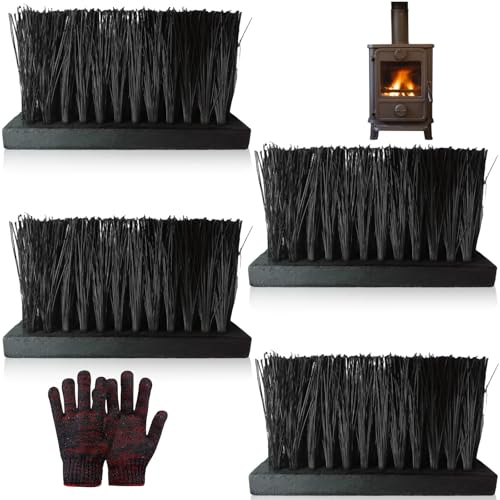 Premium Kaminbürsten Set - Ersatzbesen Für Kaminbesteck Mit 60 Mm Kokosfaser-Borsten, Reinigungsbürste Mit Handschuhe, Ofenbesen Für Kamin & Feuerherd Reinigung, Ideal Für Schornsteinwartung (4)