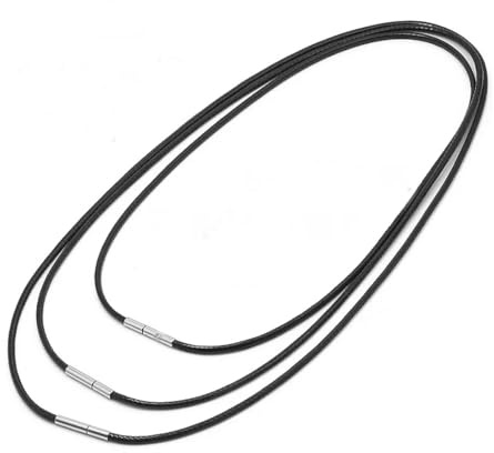 DOKRIN Colliers Homme Cordon de Collier 3 Pièces Boucle en Caoutchouc Collier Homme Chaîne en Cuir 45/50/55cm Colliers Homme Femme Collier de Remplacement Pendentif Chaîne