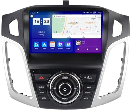 Generico Android 14 Navigazione per Auto Ricevitore Audio da cruscotto per Ford Focus 3 2011-2019 Doppio DIN 9 Pollici Touch Screen Autoradio con navigatore satellitare Bluetooth Vivavoce RDS SWC + T