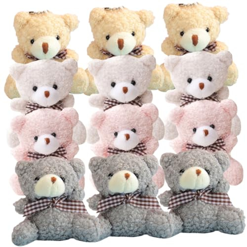 UKCOCO 12pièces Lot de Porte-clés Ours Peluche Miniatures Pendentif pour Sac à Dos ou Clé