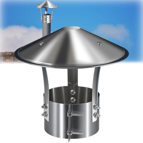 Chapeau de cheminée inox rond réglable, anti-pluie pour tuyau de poêle | Capuchon de pluie pour conduit extérieur, protège la sortie contre la pluie, les feuilles et les débris(150mm/5.9in)