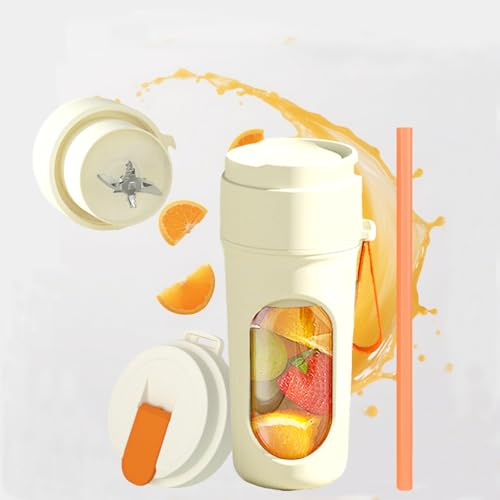 Mixeur portable – Machine à smoothie compacte et mélangeur à smoothie pour shakes, jus et boissons, mini mélangeur rechargeable par USB pour voyage, salle de sport, maison et usage quotidien (orange)