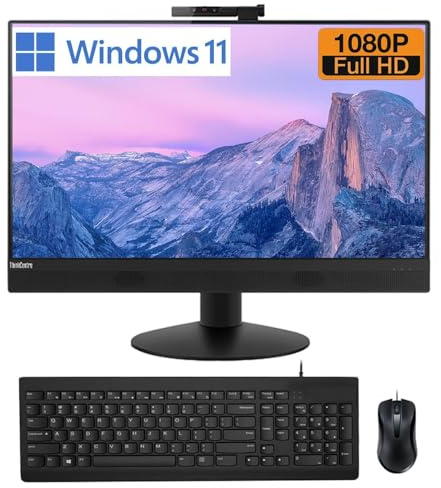 Lenovo ThinkCentre M920z - Ordenador de sobremesa todo en uno, 21,5 FHD, Intel Core i3-8100, 8 GB de RAM, 256 GB SSD, WiFi, Bluetooth, teclado QWERTY de EE. UU., Windows 11 Pro (reacondicionado)