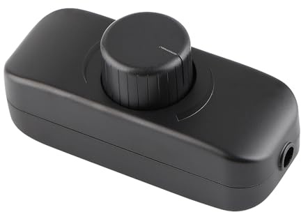 Cord Dimmers, Inline Dimmer Switch for LED Lights, 220V-240V Dimmable Switch with Rotary Control, Suitable for Table Lamps, Pendant Lights, Incandescent and Halogen Bulbs – Black, Style 1
