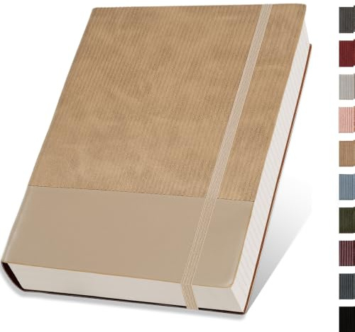 PYNEX Notizbuch A5 Kariert, Tagebuch mit Weichem Einband, Notebook, Journal Notizblock With 192 Blatt 100GSM, Tagebuch für Erwachsene,Schule - Khaki