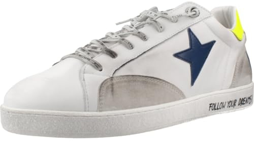 Cetti - Zapato Deportivo Casual,Sneakers Cordon elástico,Plantilla Extraible,Suela de Goma,de Piel,Estrella para: Hombre Color: Blanco Talla:43