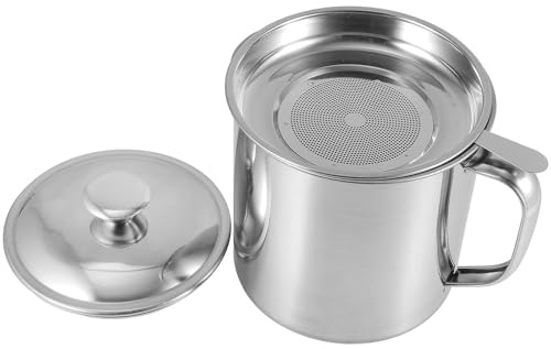 SHINEOFI Recipiente para Grasa de Cocina con Colador 1.8L Acero Inoxidable Filtro de Aceite Separador de Residuos Práctico para Hogar y Restaurante