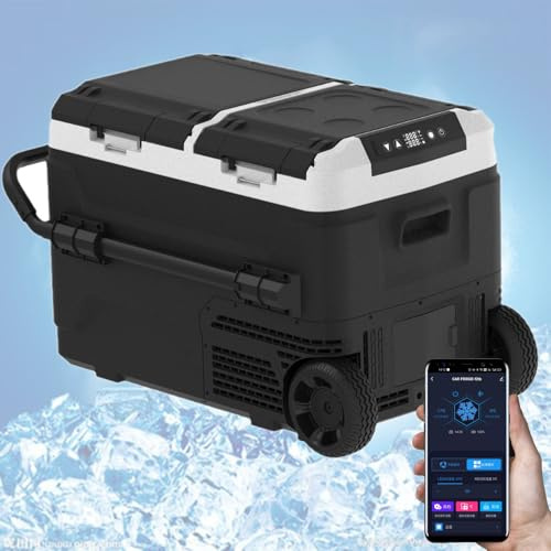 Kylskåp, elektrisk kylbox, bilkylskåp 12V/24V DC 100~240V AC, bärbar frys -4℉~68℉, app-kontroll, bärbart kylskåp för lastbil, husbil, camping, resor 60L