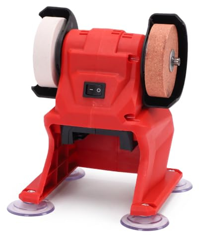Bewinner Mini Smerigliatrice da Banco per Batteria da 18 V, Levigatrice Elettrica Compatta con Ruote Grosse e Fini, Piccola Smerigliatrice per Lucidatura di Metallo, Legno e Gioielli