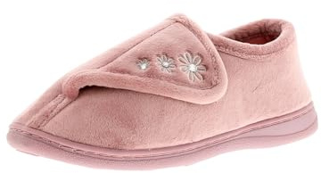 Strollers Womens Slippers - Orthopedic Slippers for Women, Extra Wide footwear for Swollen Feet Ladies,Touch Fastening Non slip Diabetic Shoes with, Comfortable Fit for Elderly Pink 5 UK