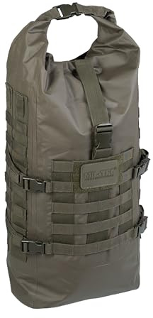 Mil-Tec Tactical Backpack Seals Dry Bag (35 L) • Wasserdichter Beutel Rucksack mit Rolltop-Verschluss • Taktischer Rucksack mit MOLLE-System, Klettfläche & Polsterung • Schwimmfähiger Packsack