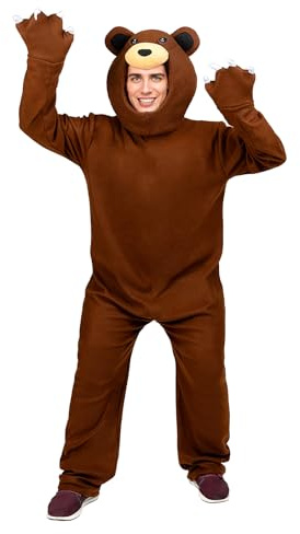 Funidelia Disfraz de oso pardo para hombre y mujer, Animales, Incluye mono, pieza para la cabeza y guantes - Traje para adultos para fiestas, Carnaval y Halloween, Talla M-L