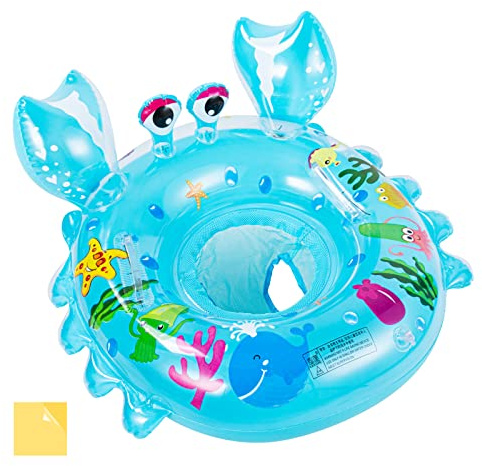 Olycism Bébé Siège de Piscine avec kit de Patch Anneau de Natation Enfant Bague De Natation Flottante Bouée Siège Gonflable pour Bébé pour 6 Mois-3 Ans Bleu