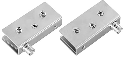 METALLIXITY Vidrio Puerta Pivote Bisagra (Para 8-10mm Espesor) 2uds, Inoxidable Acero Ajustable Vidrio Clips Abrazadera - para Mueble Arreglo, Dormitorio, Plateado Tono