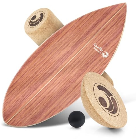 Balance Board [im Set mit App] Waveboard Wobble Board - Wackelbrett Balanceboards - Surf-Trainer Erwachsene & Jugendliche - Gleichgewichtstrainer Balance Board Kinder - Balance Board Holz