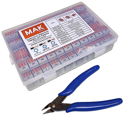 Conectores eléctricos rápidos. 100 unidades. Conexiones sin tuercas, Alicate de precisión incluido. Conectores de empalme compactos, 25 piezas 2 puertos, 25 piezas 3 puertos, 50 piezas 5 puertos.