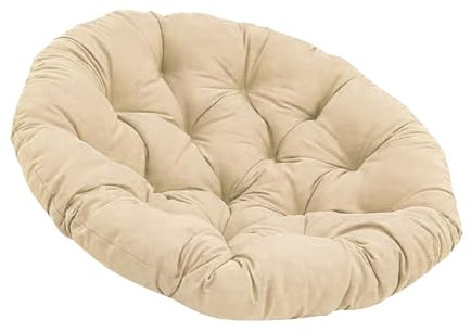JISADER Cojín de Asiento Acolchado Redondo de 50 Cm, en Forma de Huevo, Transpirable, para Silla, Caqui, Individual (Solo Cojín)