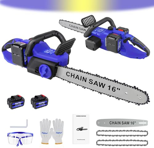 Sega a catena elettrica da 16 pollici Brushless, sega a catena professionale per tagliare alberi, rami e legno, batteria da 4000 mAh e caricatore rapido, lubrificazione automatica della catena, 2