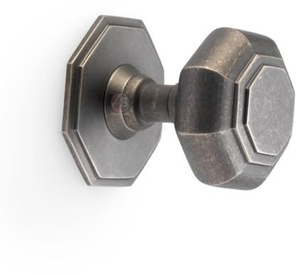 AB Hardware 70mm Pewter Octagonal Centre Door Knob Pull Front Back Solid Brass