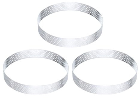 QUARKZMAN 3Pcs Anneaux à Tarte en Acier Inoxydable 5,5 Cercle de Métal Perforé pour la Pâtisserie Dessert Mousse Gâteau Rond Anneau Antiadhésif pour Cuisine Maison Outil de Fabrication