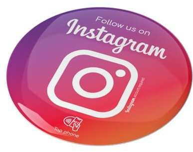 Truzzer Instagram NFC Aufkleber - Ø 7,5 cm Follow us Smart Action Button Sticker für mehr Instagram-Follower - Kontaktloser Community-Aufbau für Ihr Business