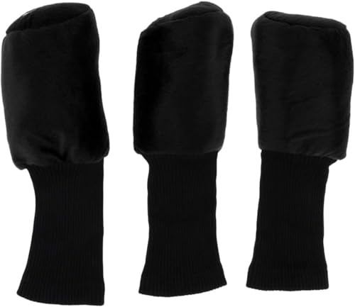 Pack of 3 Golf Club Cover Wood Head Cover Protector Long Neck Socks - Black