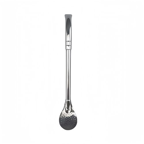 Yerba Mate Bombilla - Cannuccia per tè per Yerba Mate o caffè o succhi di frutta, in acciaio inox, per filtrare residui e foglie di tè, con spazzola per la pulizia (cannuccia grande piegata)