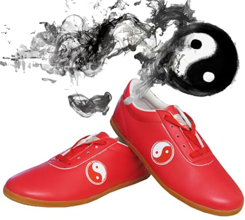 Unisex Scarpe Taekwondo,Tai Chi Scarpe per Uomo e Donna Kung Fu Scarpe,Scarpe Arti Marziali,Scarpe da Karate Leggere Arti Marziali Scarpe Sportive(Size:45EU,Color:Rosso)
