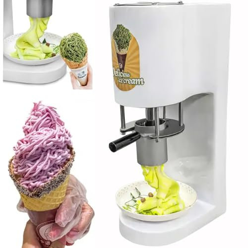 twostronking 80 W Kommerzielle Gelato-Eismaschine, Eismaschine Aus Edelstahl, Mit 4 Austauschbaren Formen Und 0,42 L Edelstahlbehälter, 28–30 L/H, Geeignet Für Restaurants Und Snackbars