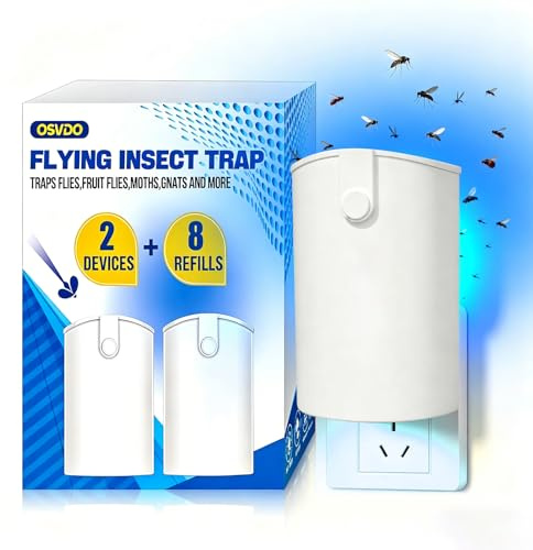 Flying Insect Trap, 2 Devices Fruit Fly Traps for Indoors with 8 Glue Cards