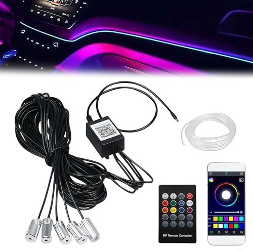 PORFOYO Led Auto Innenraumbeleuchtung, 5 In 1 Auto Ambientebeleuchtung, Ambiente Beleuchtung 600CM 12V Led Innenbeleuchtung Mit App, Usb Port, Zubehör Fürdekoration, Stimmungslicht