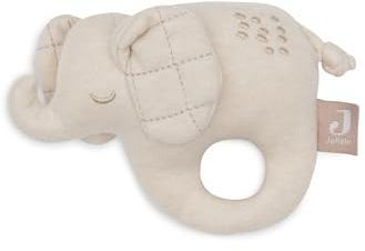 Jollein Rassel – Elephant Tales – Baby Spielzeug mit Ring & Glöckchen – Kuscheltier Rassel – Weich & Handlich – Fördert Sinne & Motorik – Handwaschbar – Geschenke zur Geburt