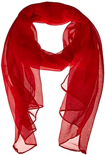 Dolce Abbraccio Damen Schal Stola Halstuch Tuch aus Chiffon für Frühling Sommer Ganzjährig Rot