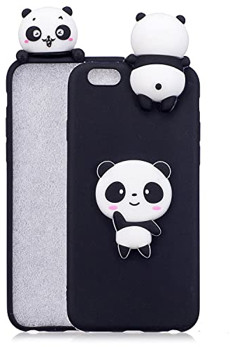 Dessin Animé 3D Panda Silicone Coque iPhone X/XS,DasKAn Mignon Motif de Animaux Ultra Mince Souple Fine Silicone Housse de Arrière Antichoc Gel TPU Étui de Téléphone,Noir#3