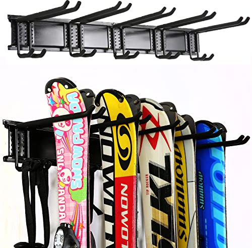 Ultrawall - Portasci da parete, per 5 paia di sci o snowboard, per casa e garage, supporta fino a 136 kg
