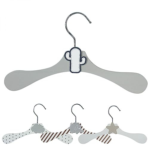 Monsieur Bébé - Lot de 10 cintres en Bois 28 cm pour bébé, Enfant avec Crochet pivotant - 4 modèles