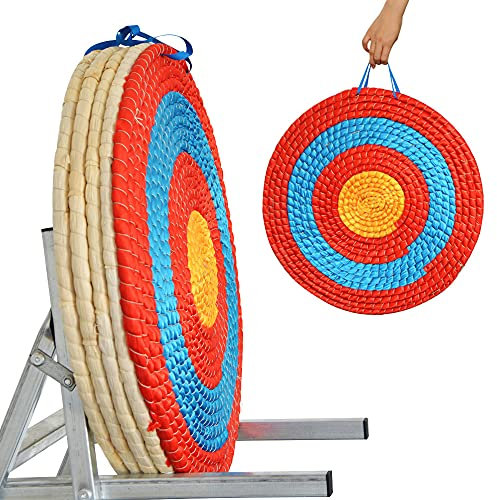 SHARROW Traditionelle Runde Strohzielscheibe Feste Zielscheibe Target Durchmesser 55 cm für im Freienpraxis Bogenschießen Bogen und Schießenpfeil (Fünf Schicht)