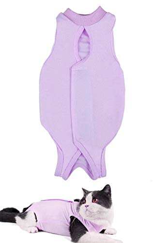 AEITPET Traje de recuperación Profesional para Gatos, heridas Abdominales Profesional para heridas, de recuperación quirúrgica Ropa Chaleco de pequeños Gatos (L, púrpura)