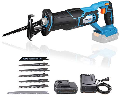 NEWONE 20V Reciprocating Saw zall saw cut-off tool with 2.5A Charger,LED working light, Tool-Free Blade Change, 7pcs Saw Blades for cutting metal wood frozen bone, 2.0AH Battery