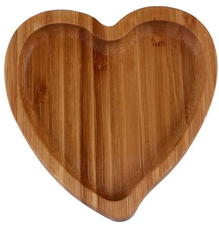 NUOBESTY Wooden Heart-shaped Serving Tray Wood Love Plate Decorative Serve Platter for Snack Candy Food Fruit Cake Salad Veggies Dish Table Decors