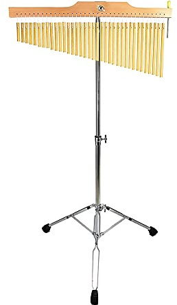 ENNBOM Bar Chimes with Adjustable Stand 25 Note 36 Note Single-row Wind Chime Musical Percussion Instrument (36 Note, Frosted gold)