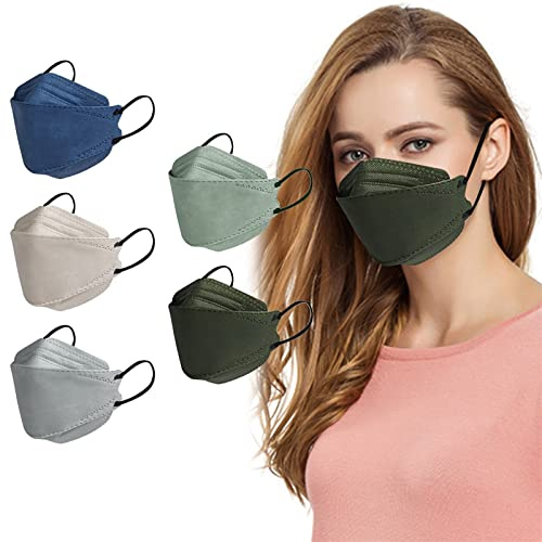 Wangely 50 Stück Mundschutz Erwachsene mit Motiv Einweg 4-lagig Fischform Mund Nasenschutz Schöne Bedruckt Maske Atmungsaktiv Geruchlos Staubdicht Mund-Tuch Bandana Halstuch Masken Schals